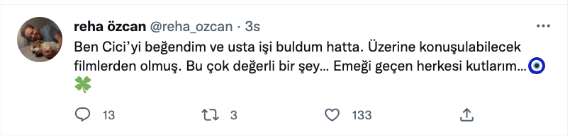 reha ozcan dan cici filmine ovgu