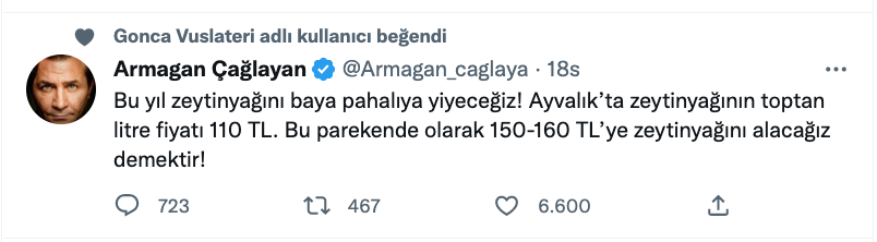 armagan caglayan dan zeytinyagi fiyatlari ile ilgili aciklama