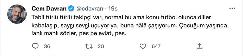 cem davran dan takipcisine lan tepkisi