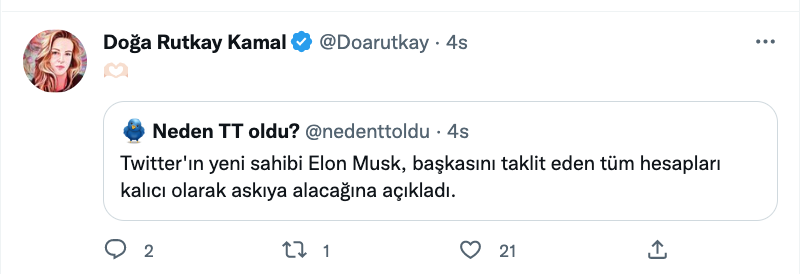 doga rutkay dan elon musk un taklit hesap kararina destek