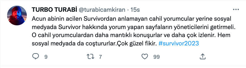 turbo turabi den acun ilicali ya survivor yorumculari hakkinda oneri