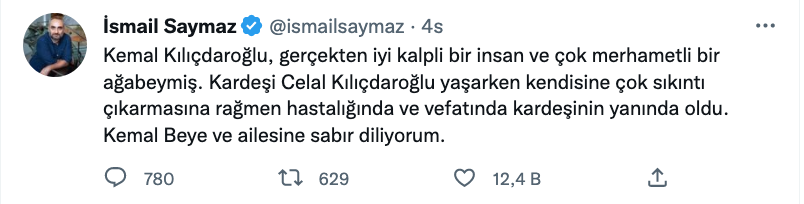 ismail saymaz dan celal kilicdaroglu nun vefati ile ilgili dikkat ceken paylasim