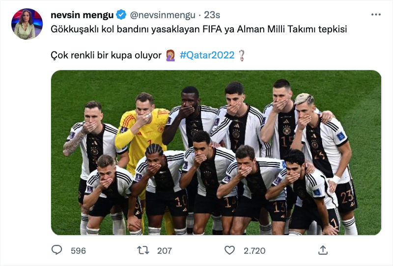 alman milli takimi ndan fifa nin gokkusagi rengi kol bandi yasagina tepki