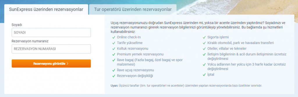 SunExpress Bilet Sorgulama