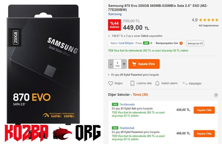 En İyi SSD - Samsung EVO