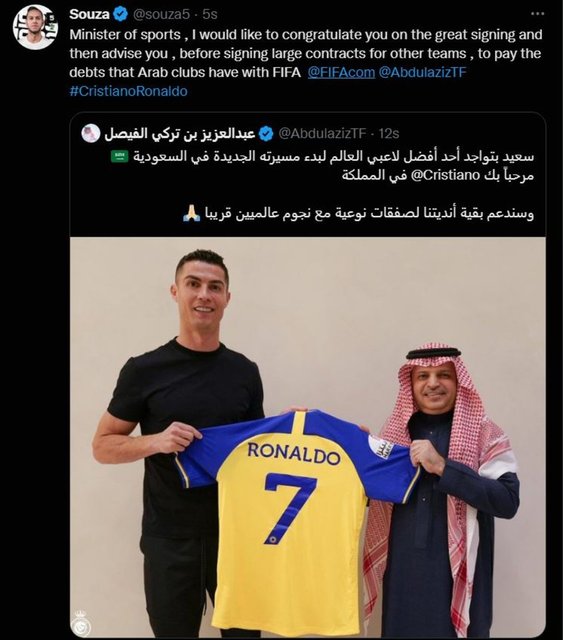 josef de souza dan cristiano ronaldo nun transferi icin olay tepki