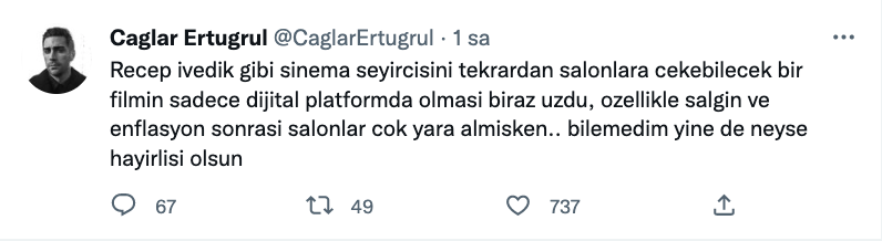 caglar ertugrul dan recep ivedik 7 ile ilgili dikkat ceken aciklama