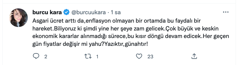 burcu kara dan asgari ucret ve enflasyon ile ilgili carpici yorum