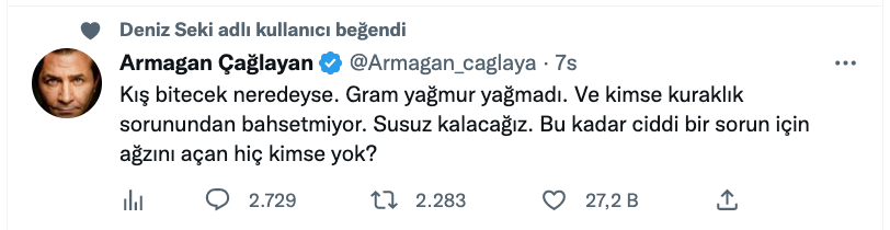 armagan caglayan dan kuraklik cikisi gundem oldu