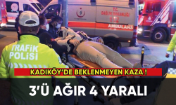 Kadıköy'de beklenmeyen kaza: Taksi takla atarak savruldu!