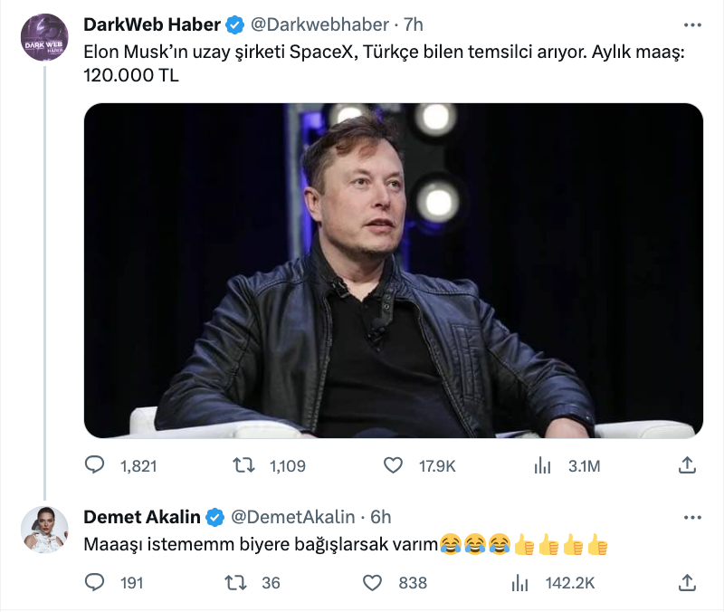 demet akalin dan elon musk un is ilanina yorum ben varim